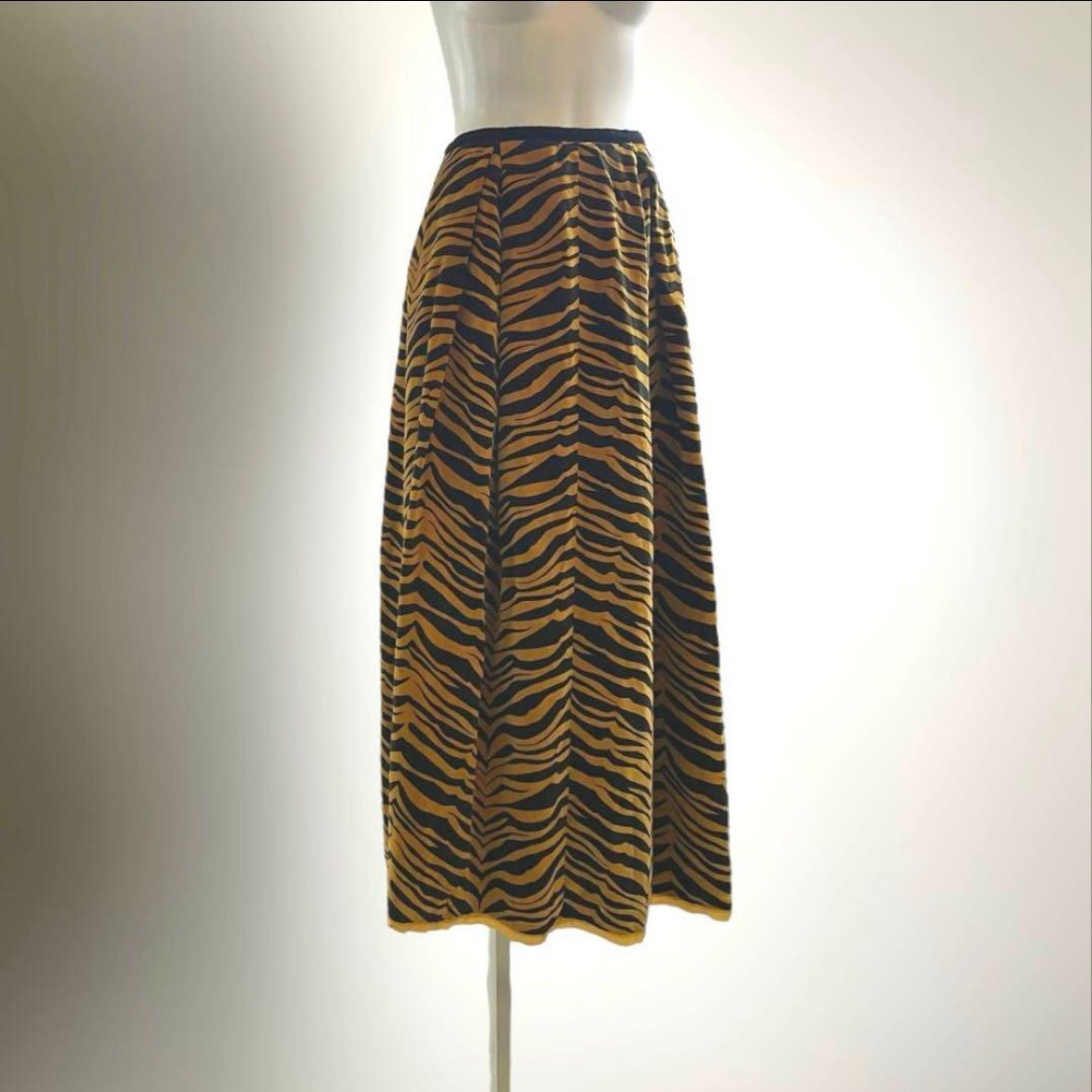 USA 70s ヴィンテージ アメリカ ロングスカート プリントベロア マキシ