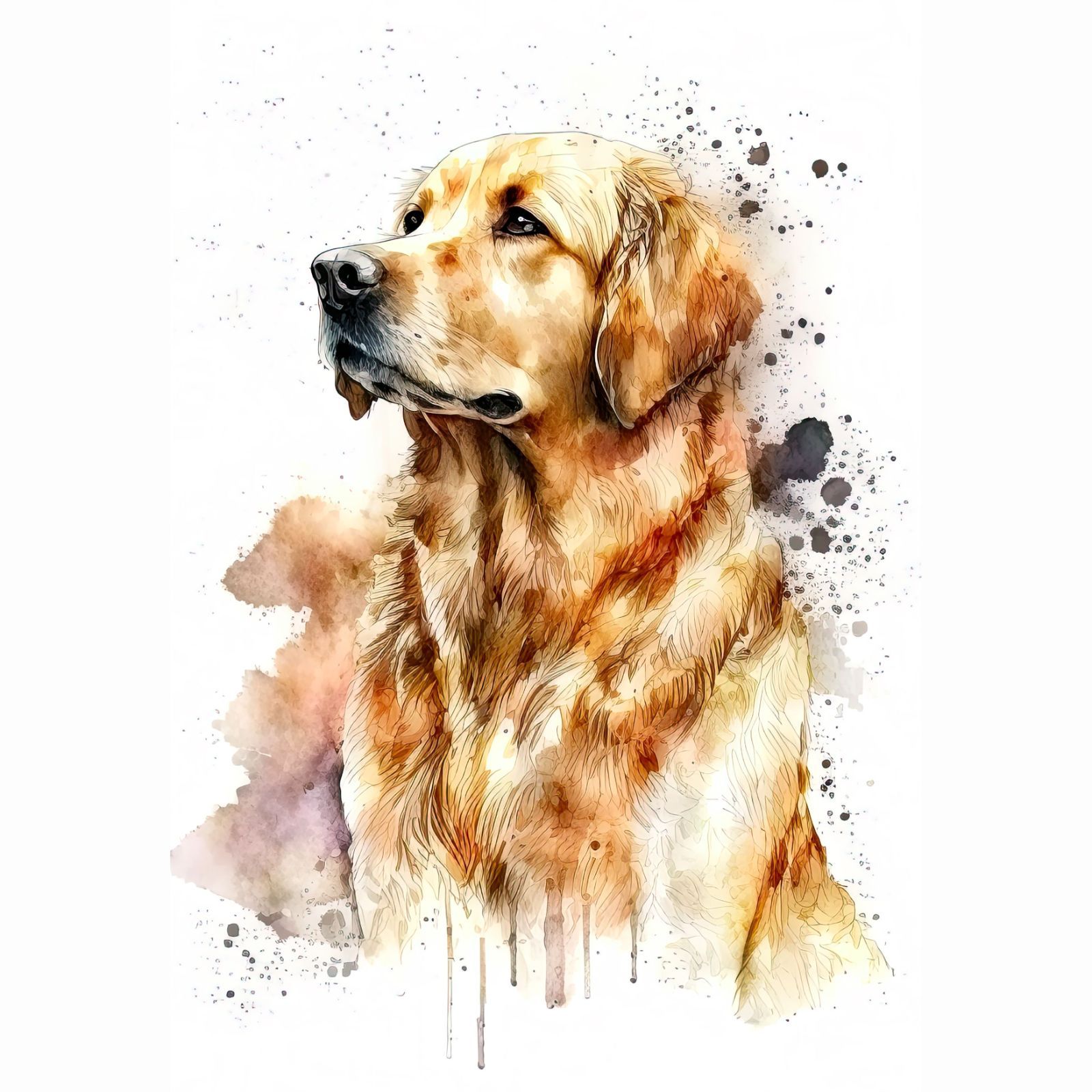 PET71】ゴールデンレトリバー 犬アート インテリアポスター 水彩