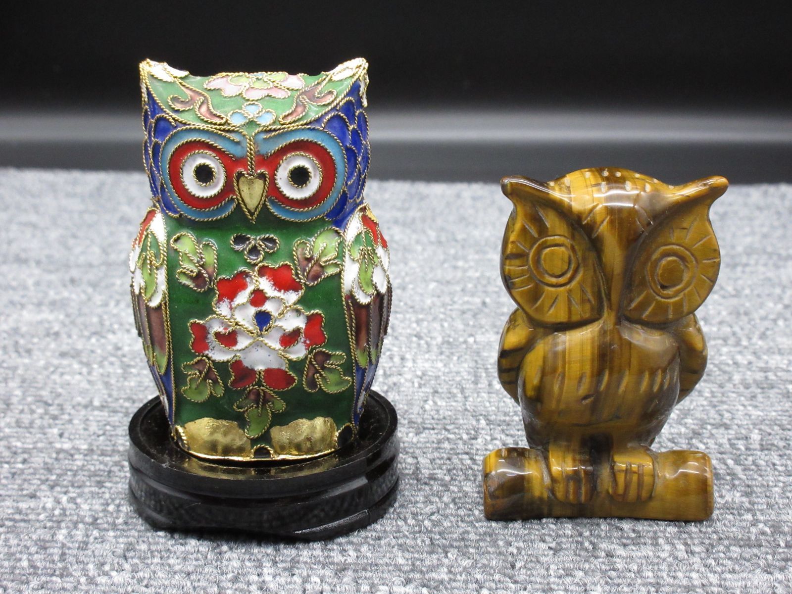 フクロウ 置物 風水 開運 縁起物 特殊細工 ミニチュア2個セット - メルカリ