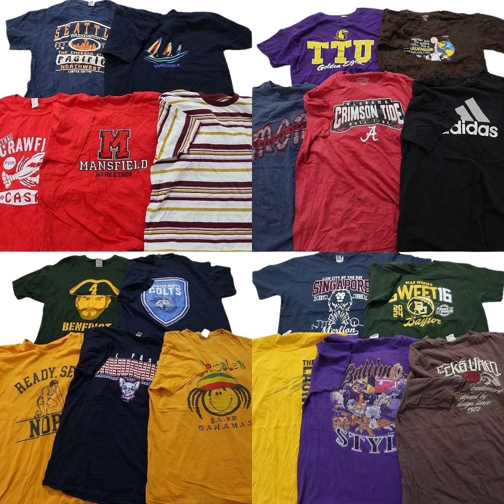 古着卸 まとめ売り カラーmix プリント 半袖Tシャツ 20枚セット