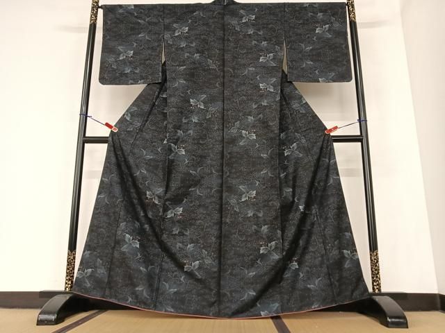 平和屋着物 本場大島紬 カタス7マルキ 総絣 南天蔦の葉文 正絹 AABA0314zg