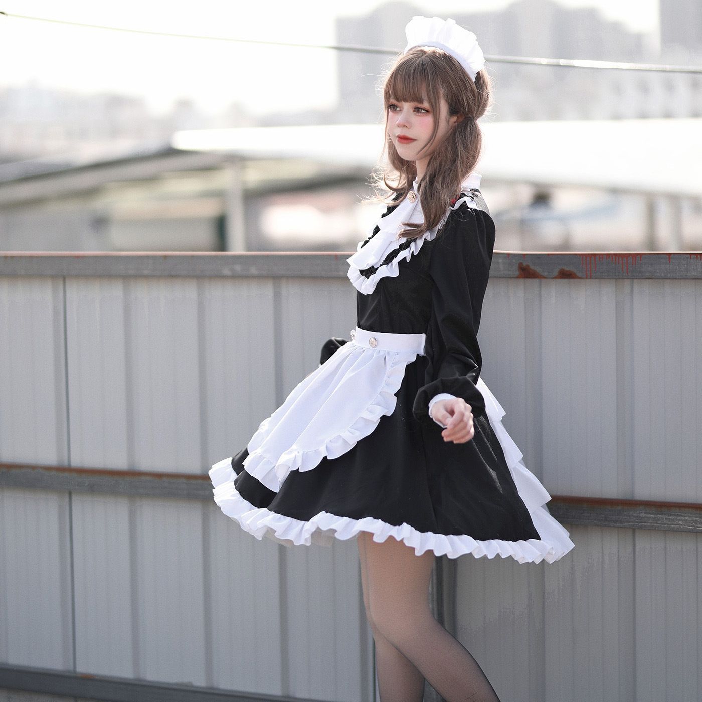 メイド服 ロング コスプレ衣装 長袖 エプロン クラシカル ロイヤルメイド レディース 大人用 イギリス風 フリル クラシカル 制服 喫茶店変装 メイド服ロングコスプレ衣装長袖エプロンクラシカルロイヤルメイド