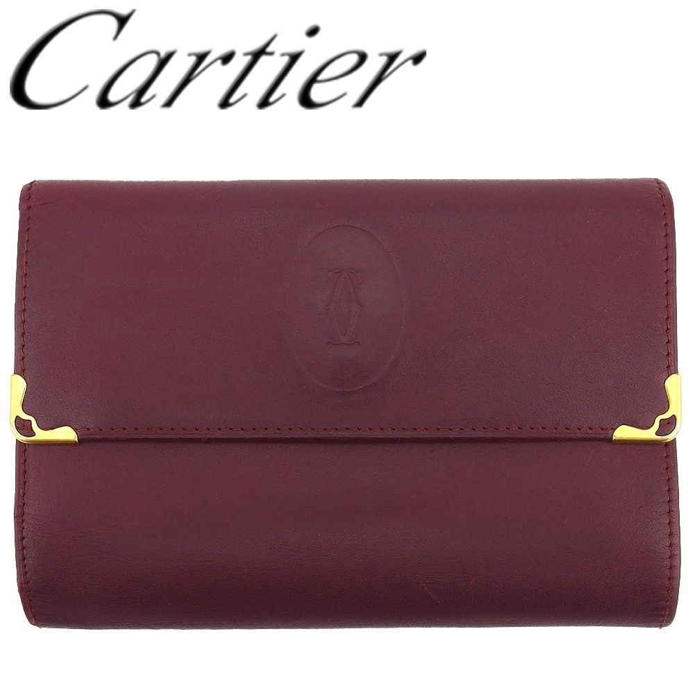 カルティエ CARTIER 三つ折り財布 マストライン ボルドー