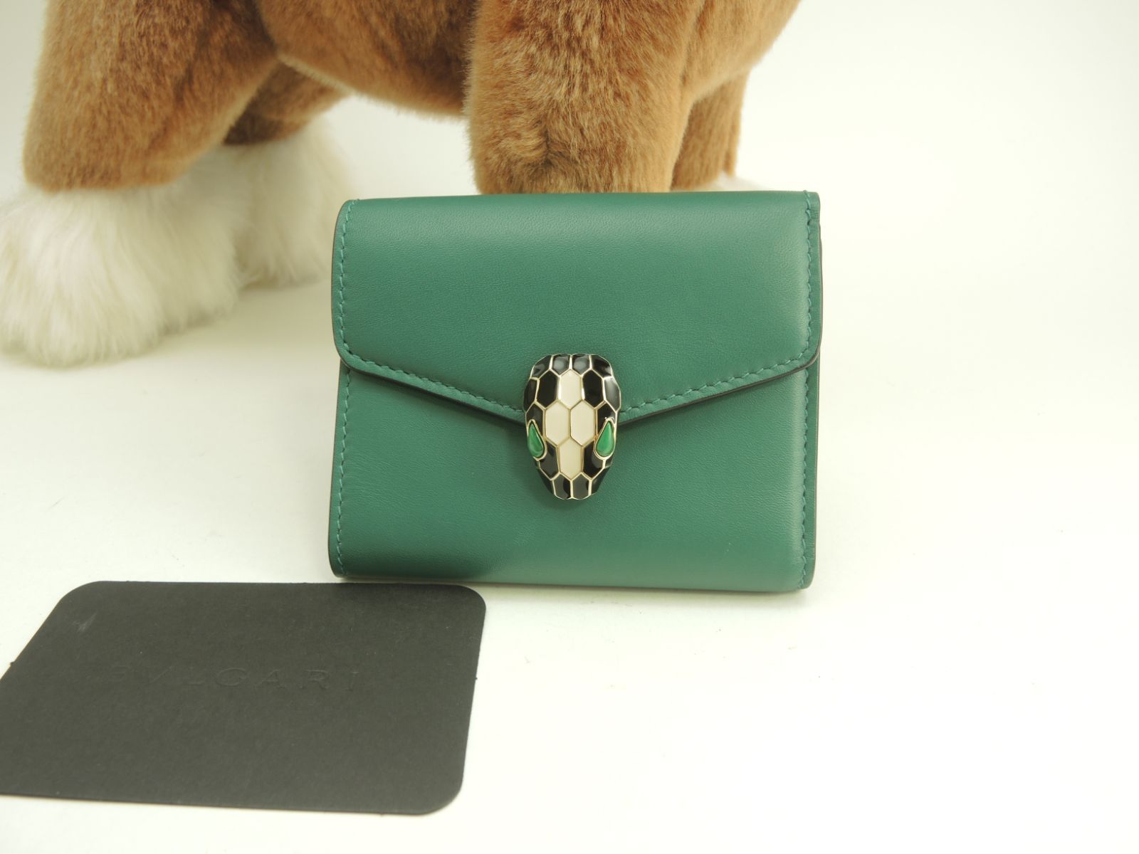 ブルガリ 三折財布 セルペンティ レザー緑 フォーエバー ミニ財布 未