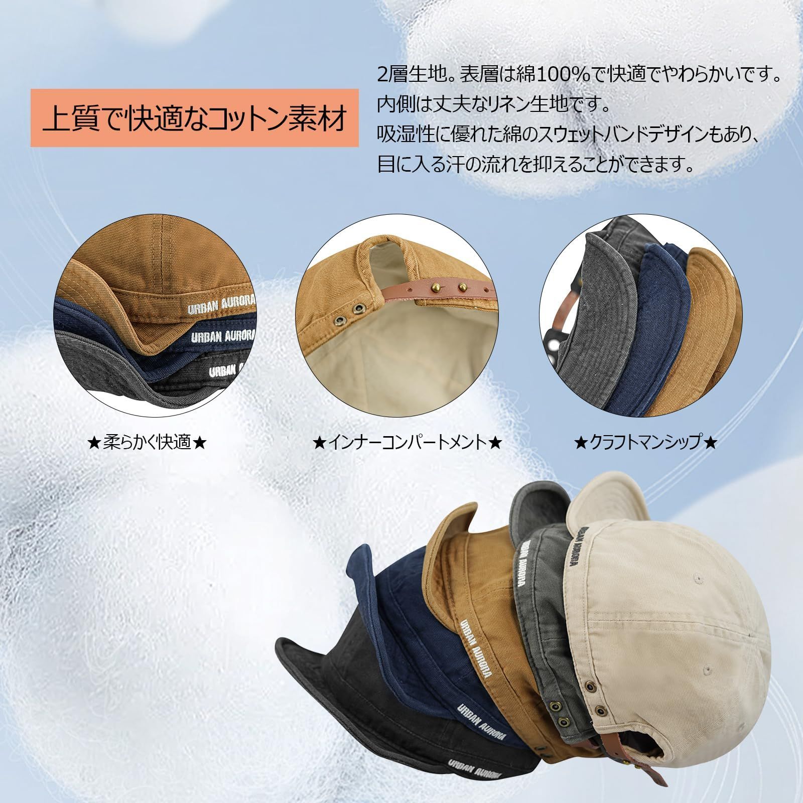 キャップ メンズ Croogo アンパイアキャップ ショートブリム つばの短いキャップ 柔らかい 通気 無地 シンプル 作業帽子 スケボー ランニング ゴルフ アウトドア