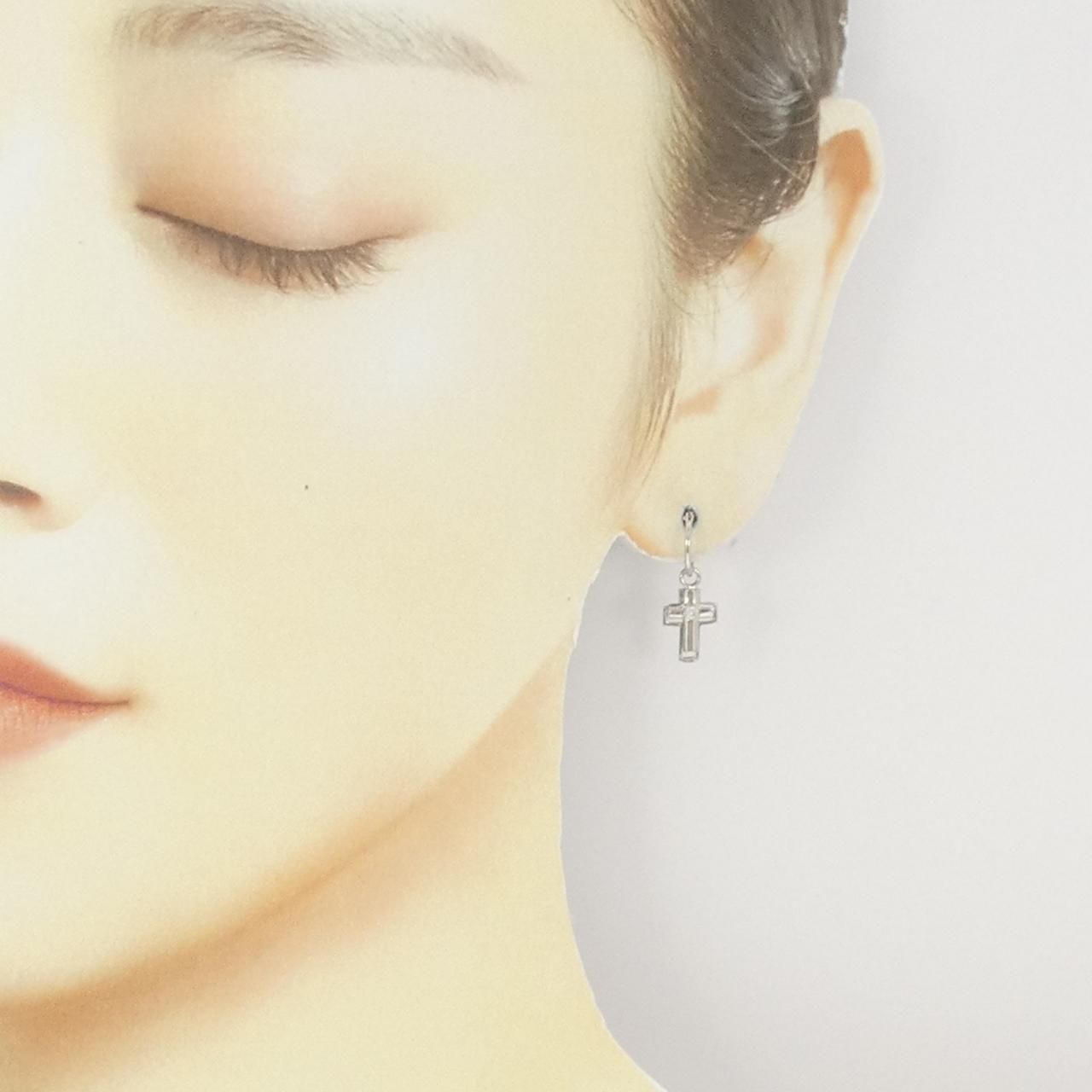 pt900ダイヤモンドクロスピアス0.06ct 天然ダイヤモンド 【公式通販】