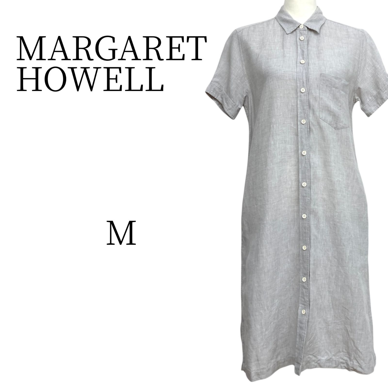 MARGARET HOWELL グレー ロング シャツワンピース M