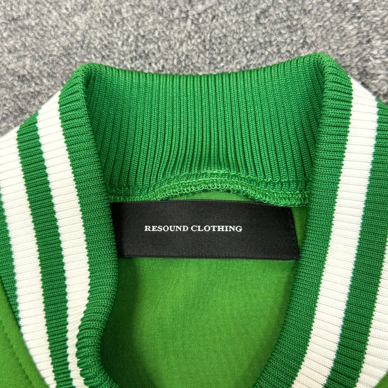 定価46200円 RESOUND CLOTHING RC Jersey OVER VARSITY JACKET ジャージ スタジャン ジャケット リサウンドクロージング グリーン 2 R25-C-008 78057A7