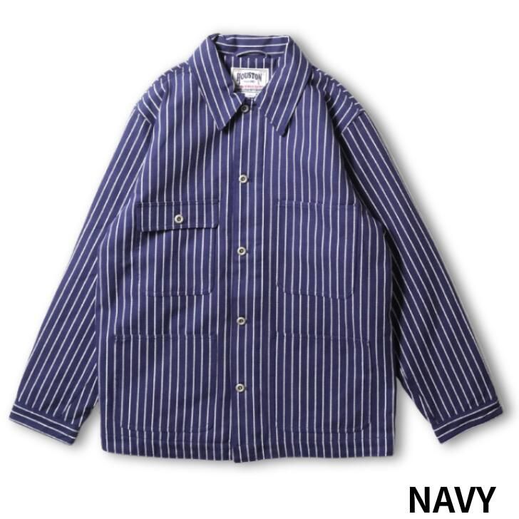 HOUSTON ヒューストン 51500 STRIPE VIYELLA COVERALL ストライプビエラカバーオール NAVY