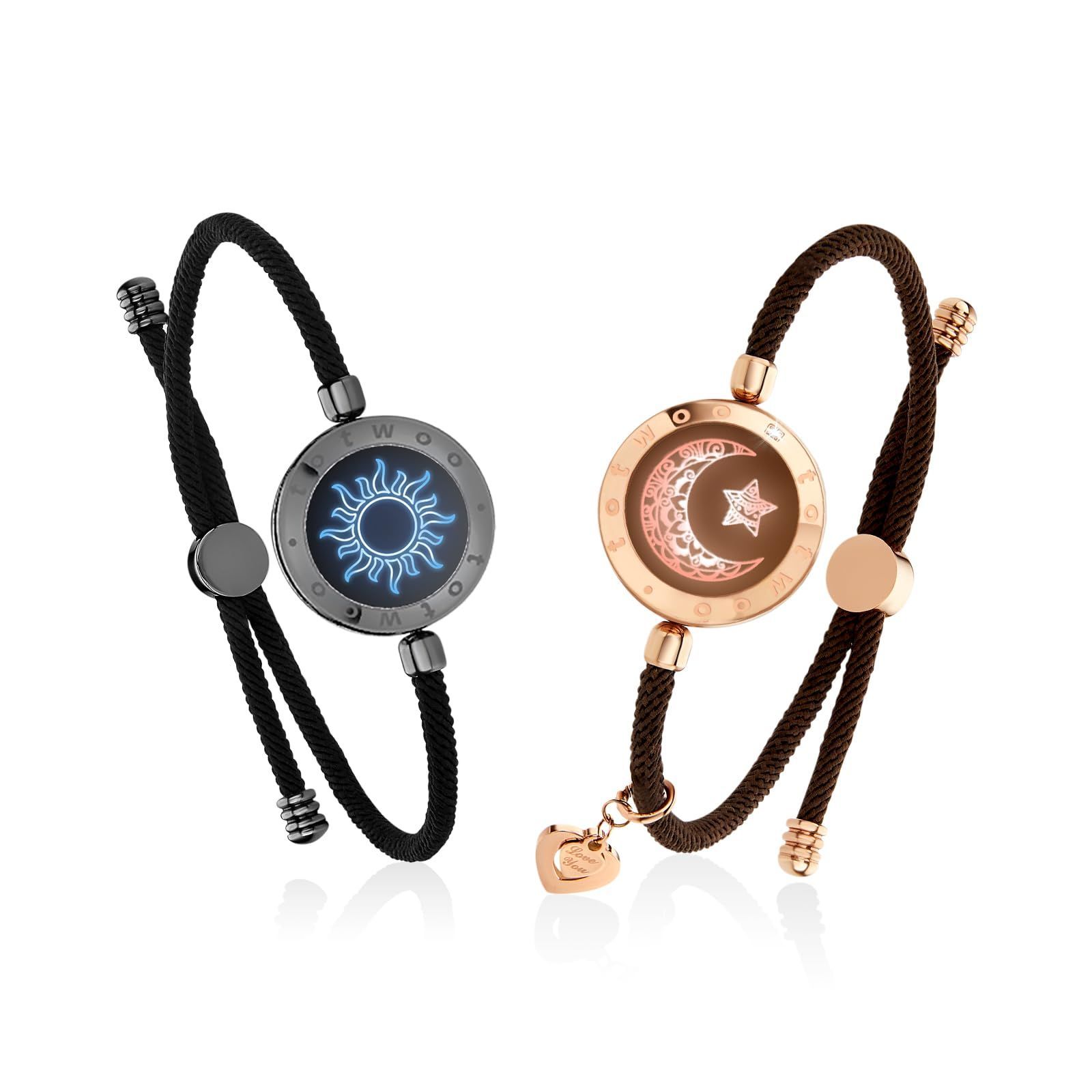 TOTWOO 遠距離タッチブレスレット カップル プレゼント クリスマス スマートブレスレット ペア Bluetooth接続 ギフトプレゼント記念日 アクセサリー ギフトボックス付