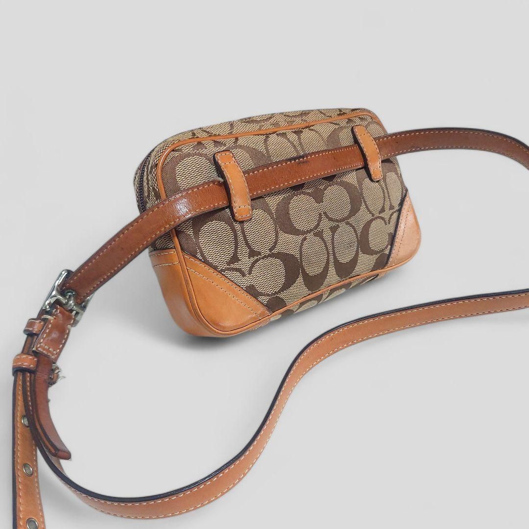 良品 COACH コーチ ウエストポーチ シグネチャー ボディバッグ レザー 
