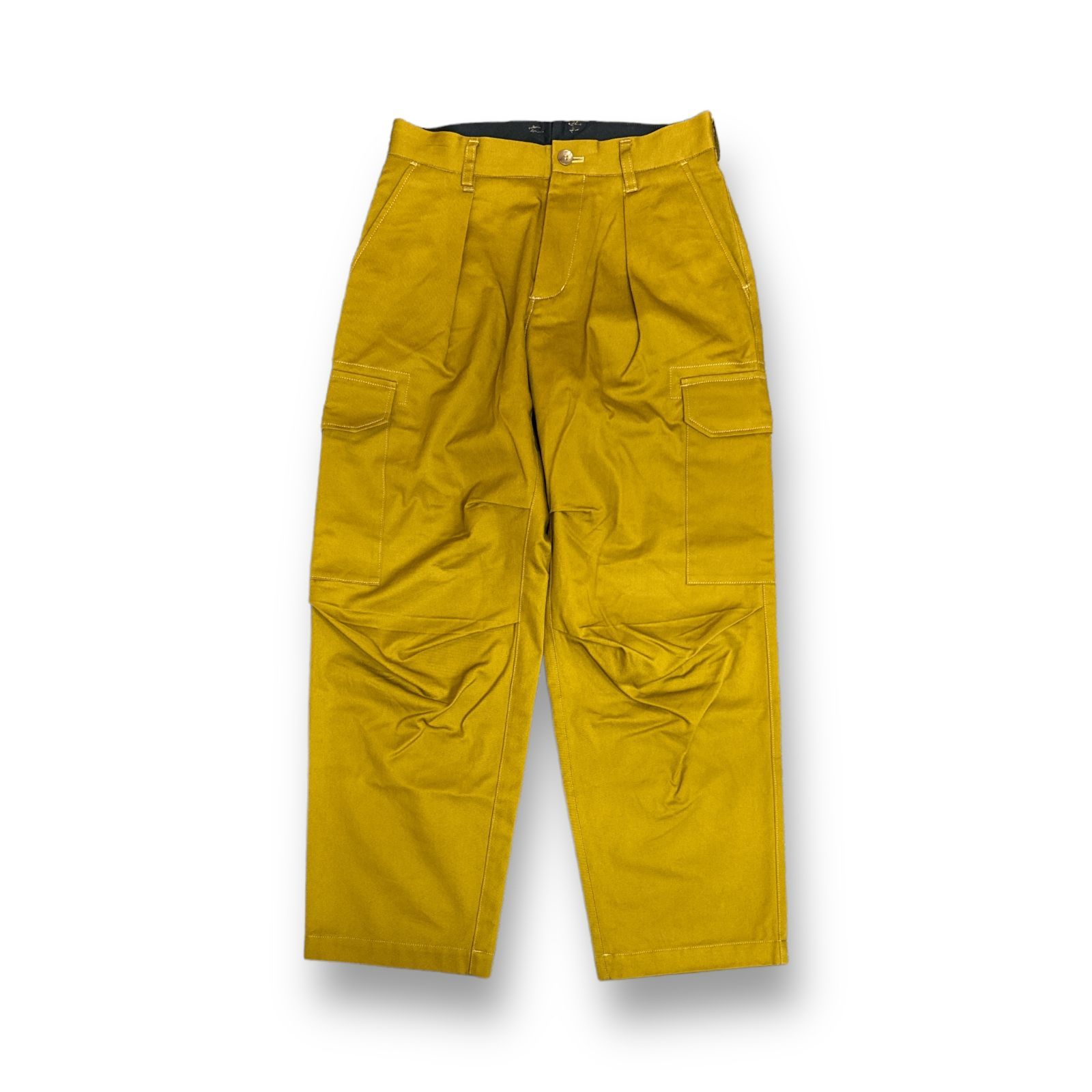 POLYPLOID CARGO TUCK PANTS コットン 1タック ワイド カーゴパンツ ポリプロイド 12-C-07 マスタード系 2  70843A3 - メルカリ