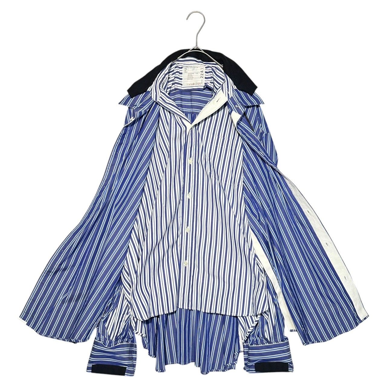sacai サカイ ストライプシャツ ジャケット ブルー 24AW