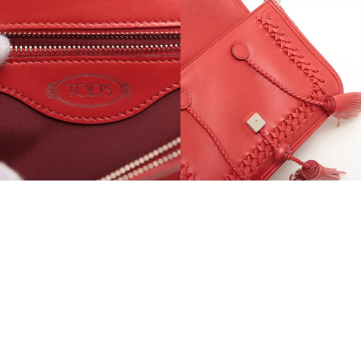 極美品 トッズ ダブルT レザー 2WAY シルバー チェーン ショルダー 