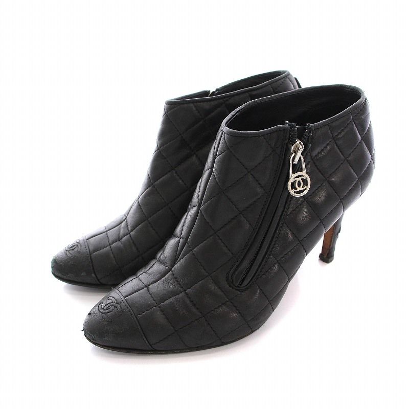 シャネル CHANEL ブーティ ショートブーツ マトラッセ ココマーク 36.5 