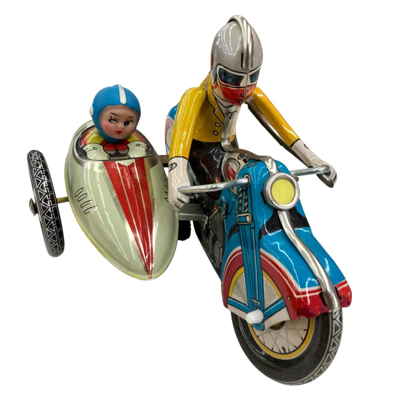 186000☆動作品☆ 昭和レトロ ブリキ サイドカー ゼンマイ