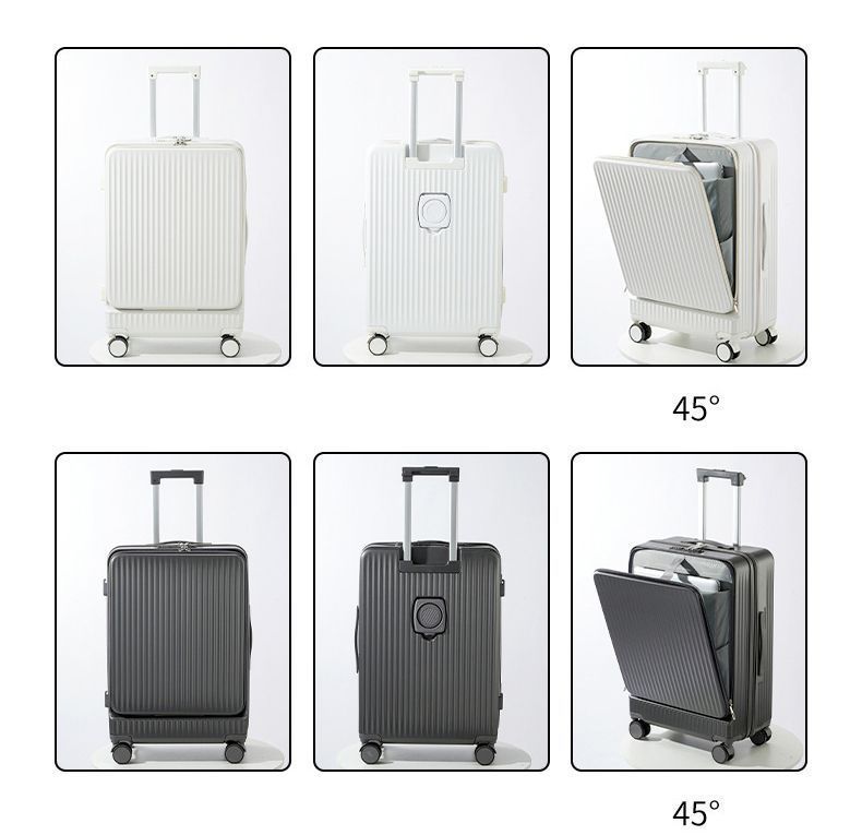 スーツケース機内持ち込みキャリーケース充電口前開きUSBポート付きフロントオープンカップホルダー付き32