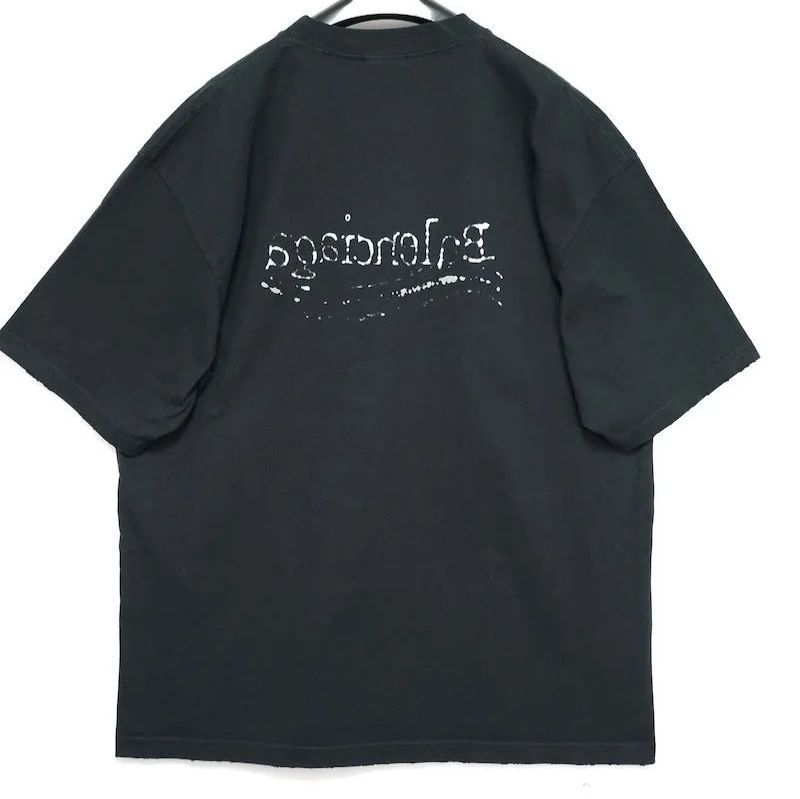 BALENCIAGA バレンシアガ ロゴプリントTシャツ ブラック バレンシアガ 偽物 フラワープリントロゴTシャツ カラフル
