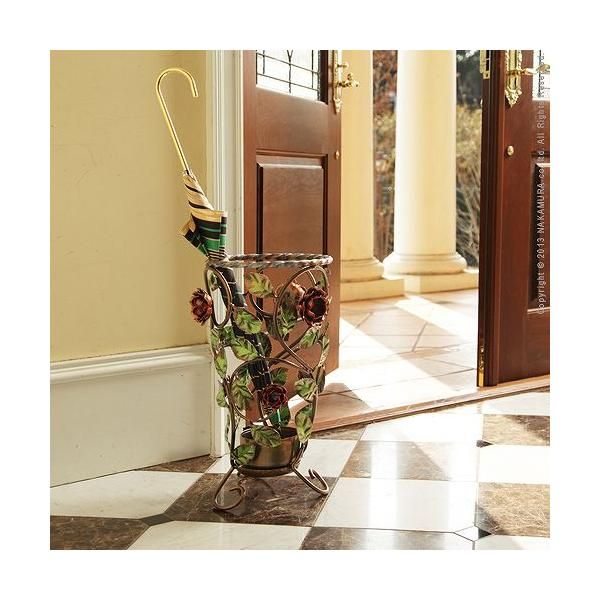 傘立て 傘たて 装飾 バラ 薔薇 ローズ 花 植物 蔦 ツタ おしゃれ