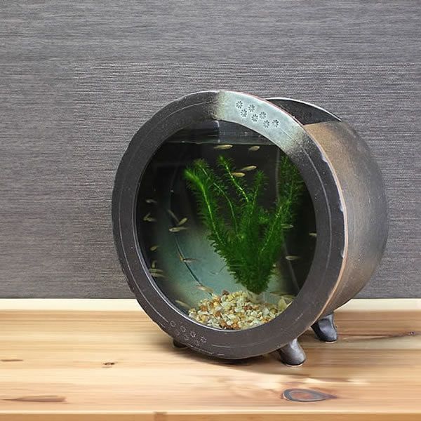 信楽焼 金魚鉢 メダカ鉢 アクアリウム ガラス 水槽 陶器水槽（大