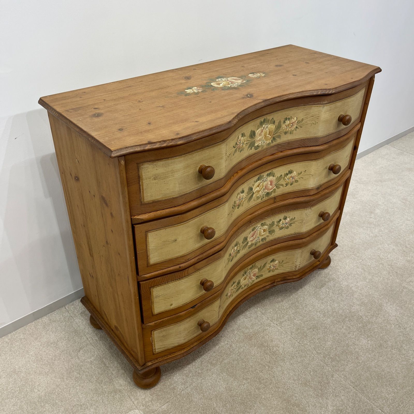 トールペイント四段チェストアンティーク