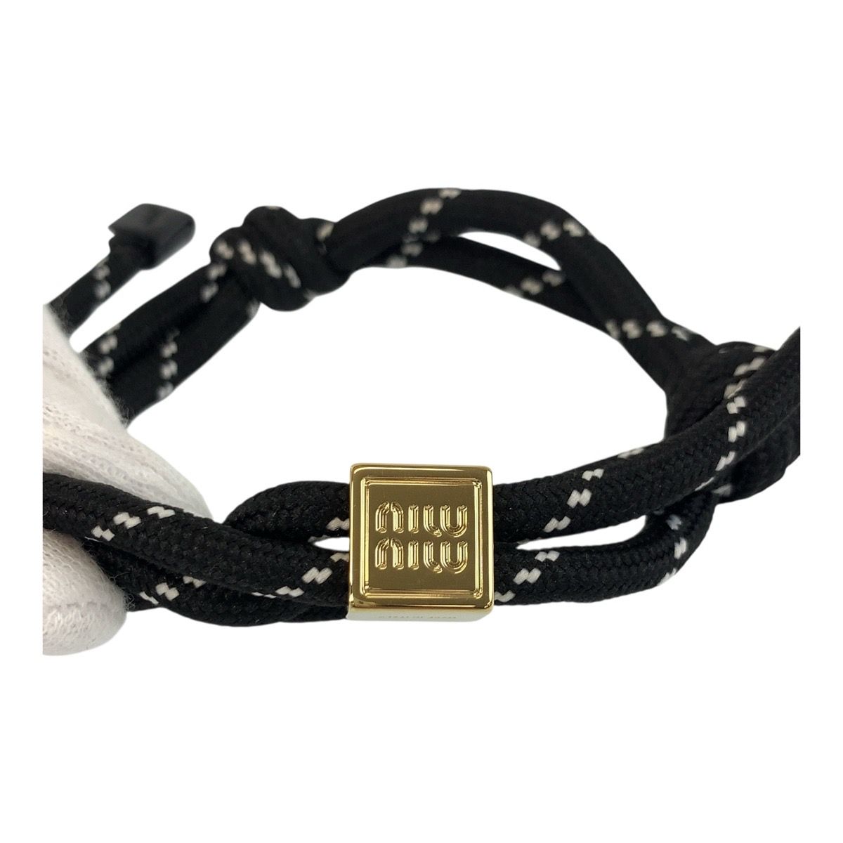 超美品 MIUMIU ミュウミュウ コード ブラック 黒 ゴールド金具 