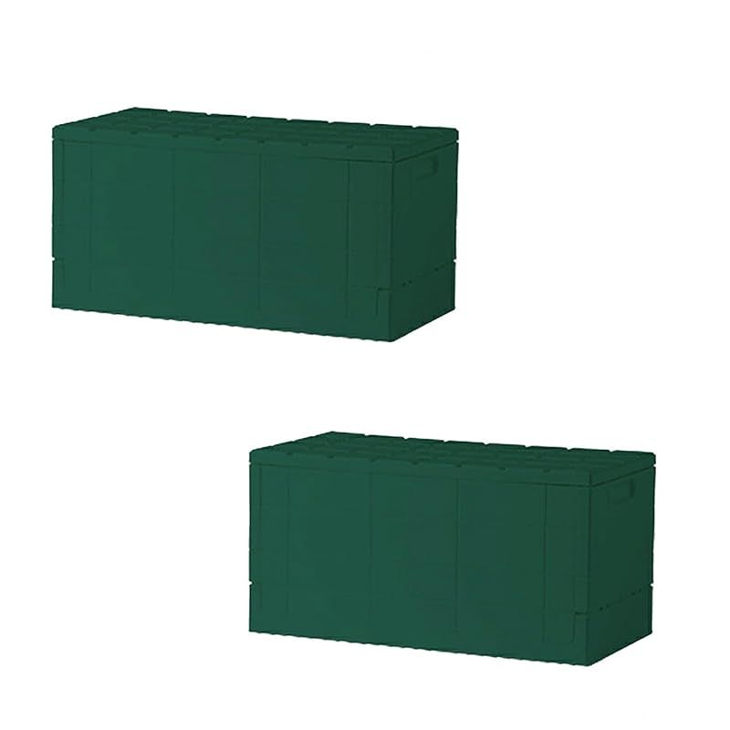 タマトシ スタッキング グリッド コンテナ 収納ボックス ケース ボックス おもちゃ箱 衣装ケース アウトドア 全方向 テーブル 折り畳み グリーン2台 Lサイズ 1