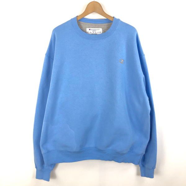 【古着】 Champion チャンピオン スウェット 無地 ワンポイント刺繍 ブルー系 メンズXL 【中古】 n057025
