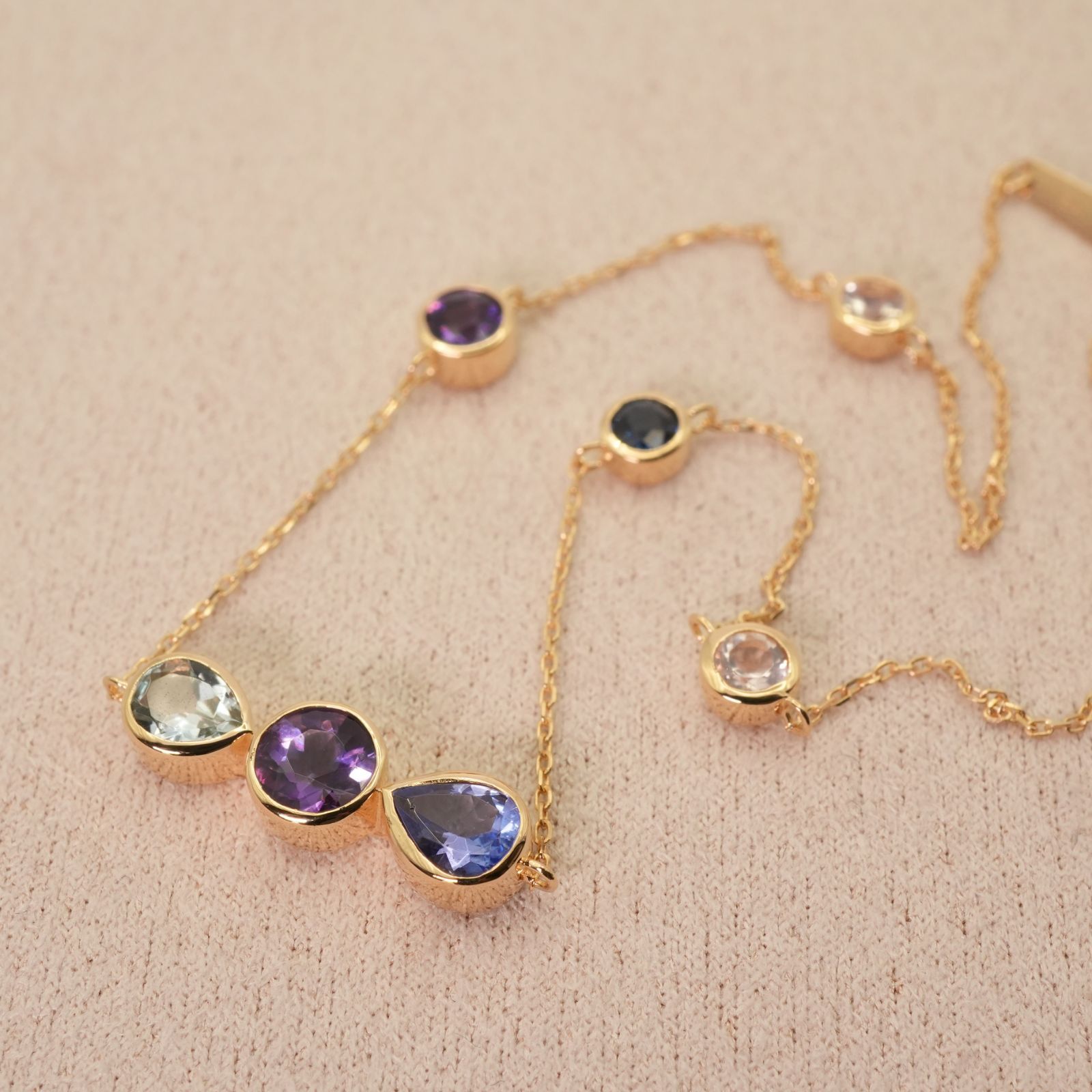 エステール マルチストーン K18 アンクレット 天然石 25-319