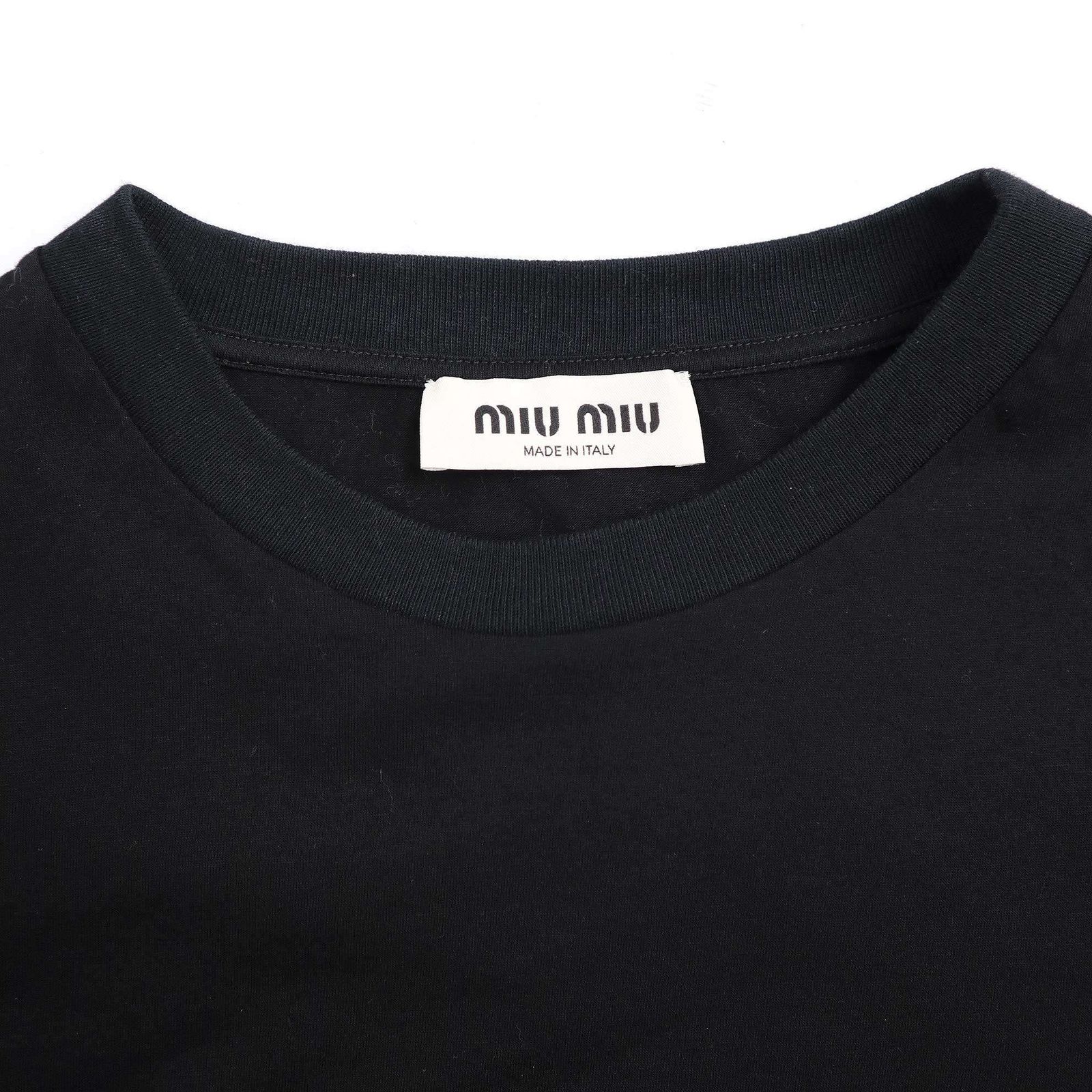 miu miu ミュウミュウ ロングスリーブロゴTシャツ MJL973 133L ブラック XS miu miu ミュウミュウ ロングスリーブロゴTシャツ MJL973 133L