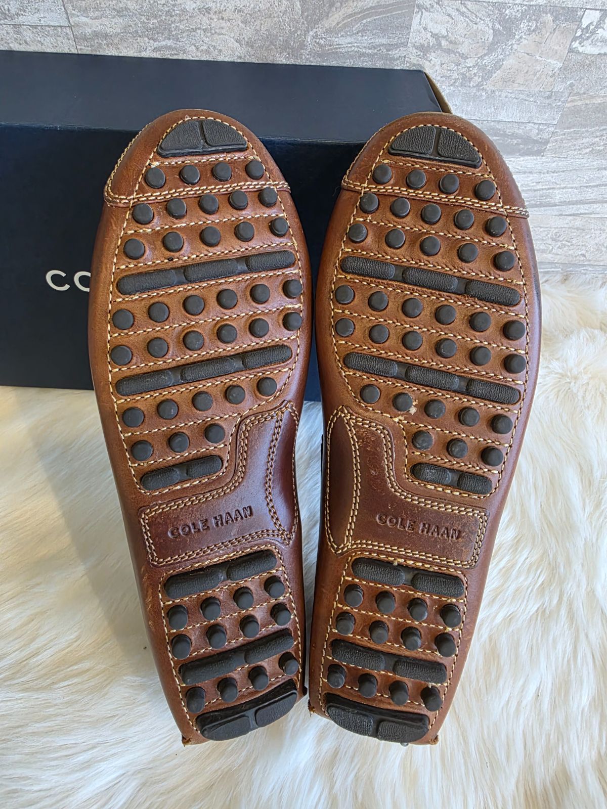 極美品 コールハーン デッキシューズ ドライビングシューズ ブラウン 7.5 ☆COLE HAAN( コールハーン ) ドライビングシューズ モカシン