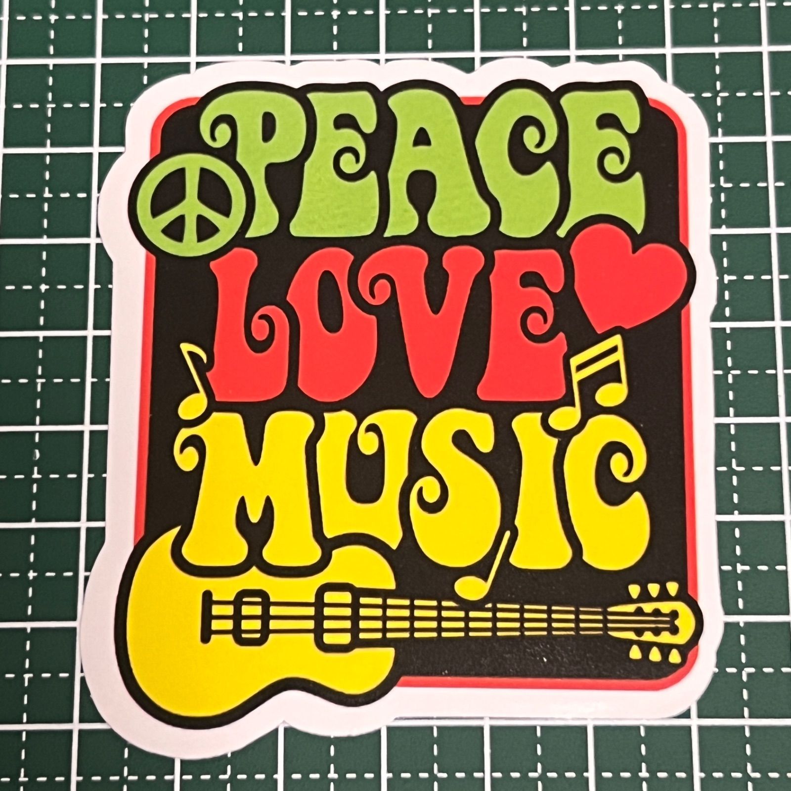 防水ステッカー PEACE LOVE MUSIC 音楽 愛 平和 ギター A-80 - メルカリ