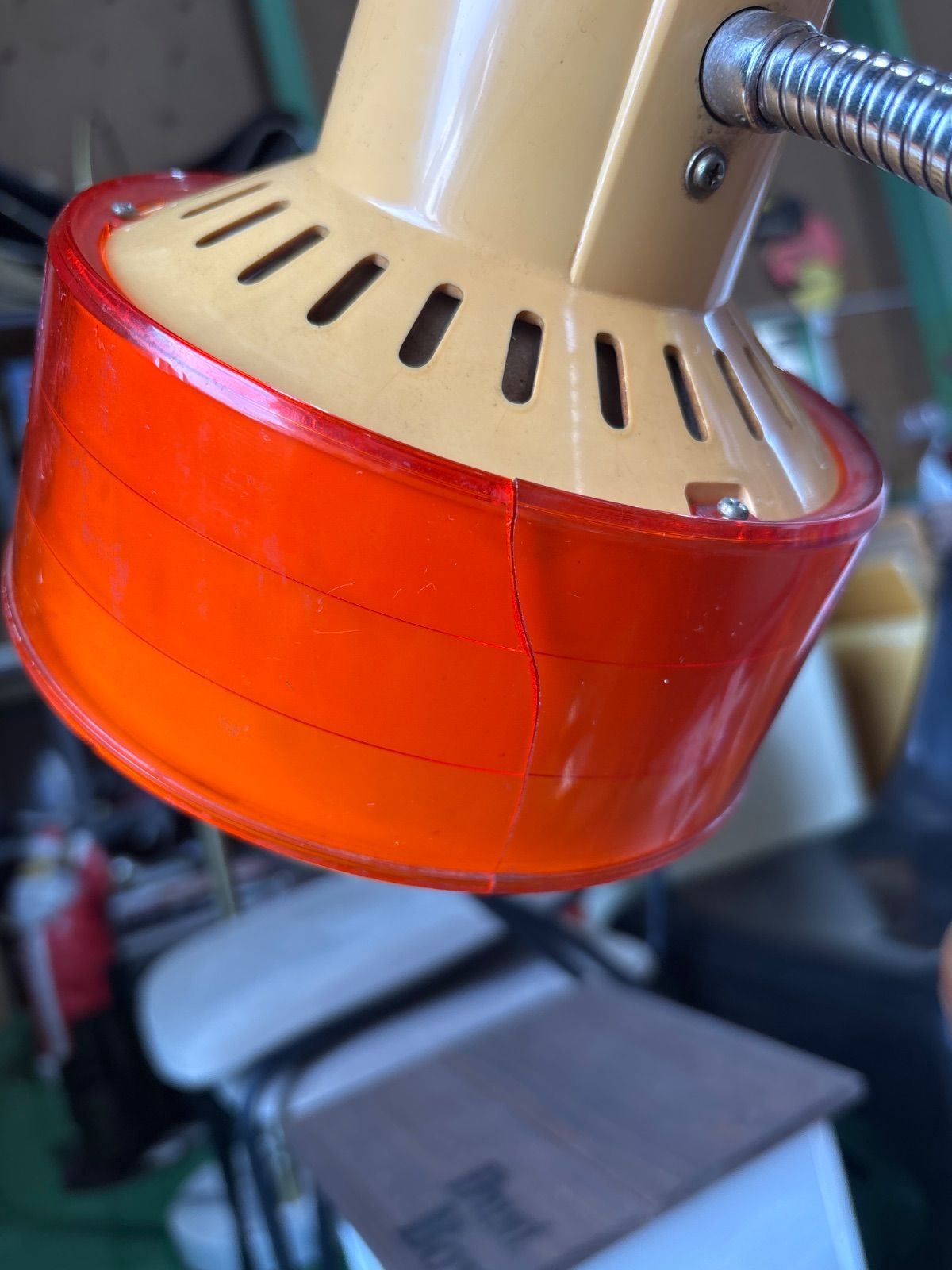 【ネット限定】 ナショナル 70s 昭和レトロ オレンジ 蛇腹アーム デスクライト 動作 済み