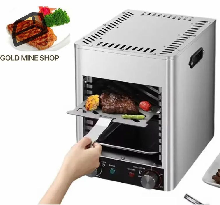 業務用ステーキオーブン 1700Wステンレス鋼の無煙バーベキューグリル 200-800℃調節 な温度 10分タイマー レストラン コーヒーショ