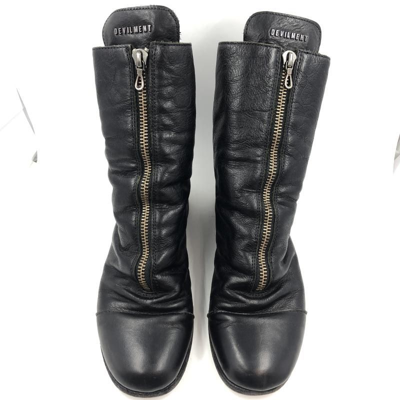 MOONAGE DEVILMENT フロントジップブーツ ブラック size 25.5cm ムーンエイジ デビルメント 日本製 24