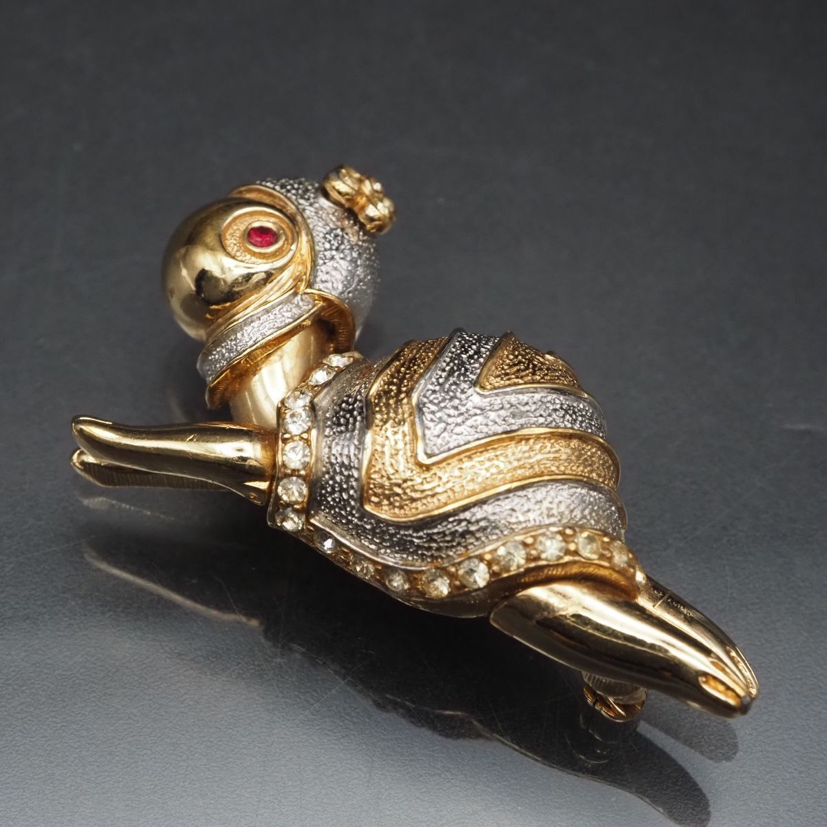 F319 サイナー CINER ブローチ 亀 カメ ラインストーン ゴールド デザイン