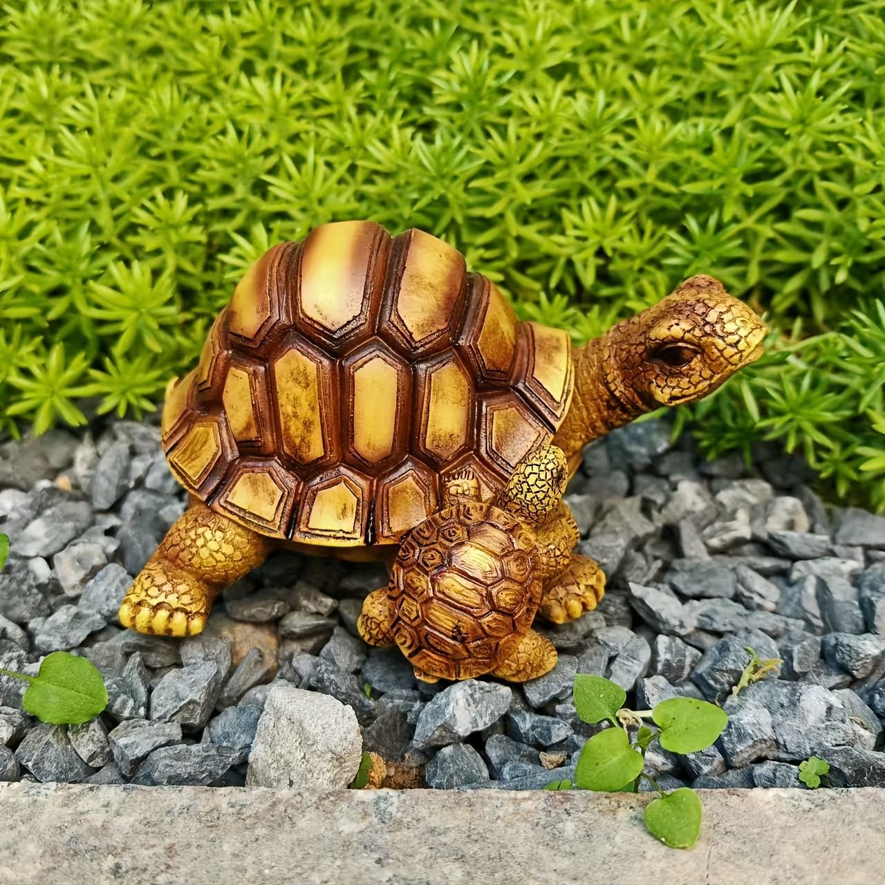 置物 オブジェ ガーデンオーナメント カメの親子 亀 かめ リクガメ