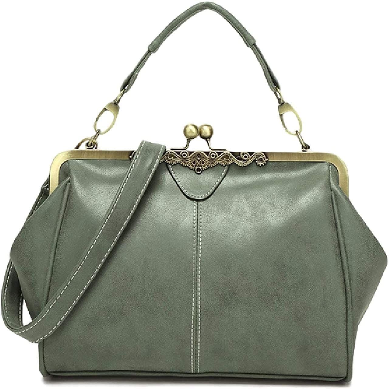 【在庫処分】[SLOW＆MELLOW] ハンド バック ショルダー 2WAY レディース レザー 調 レトロ バッグ カバン がま口 7カラー