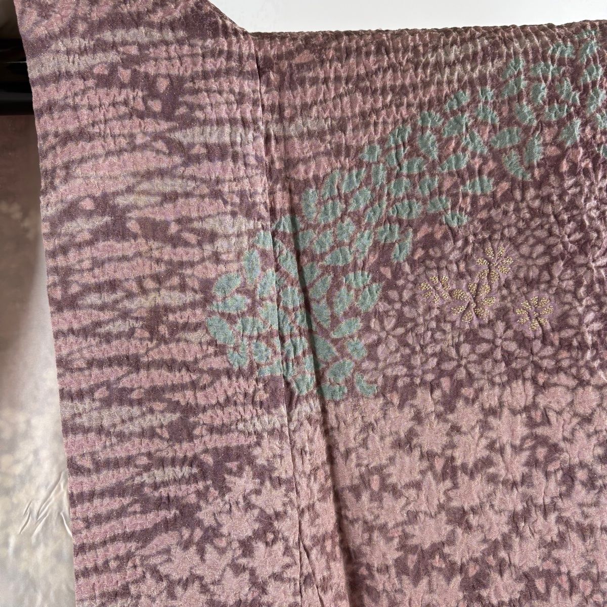 訪問着 身丈161cm 裄丈65cm M 袷 滝泰 落款 桜 霞 金通し 刺繍 赤紫