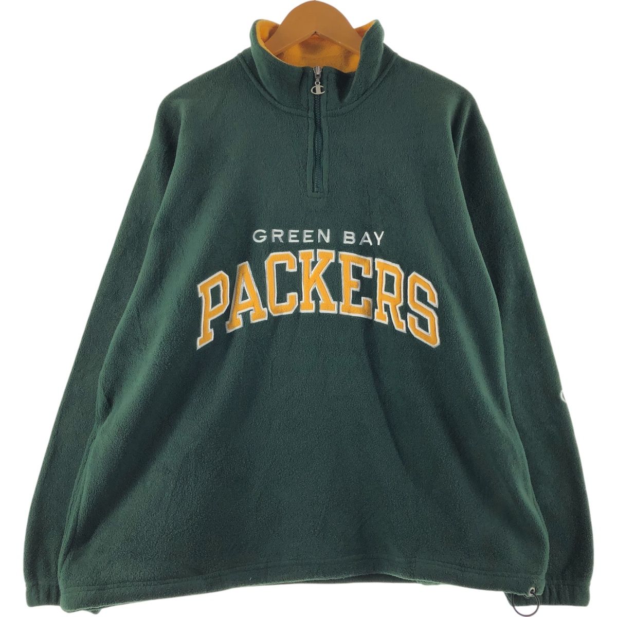 チャンピオン　90s　グリーンベイパッカーズ　フリース　ハーフジップ　デカロゴ 古着 チャンピオン Champion NFL GREEN BAY PACKERS グリーン