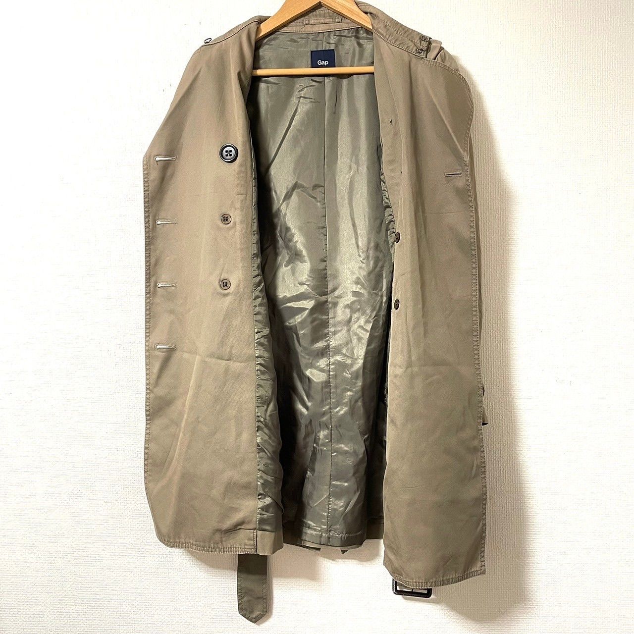 ＧＡＰ　ギャップ　ウール　トレンチコート　ベルト付　ダークグレー　Ｓ　厚手　無地 tiptop トレンチコート コート 「2サイズ展開・web限定アイテム