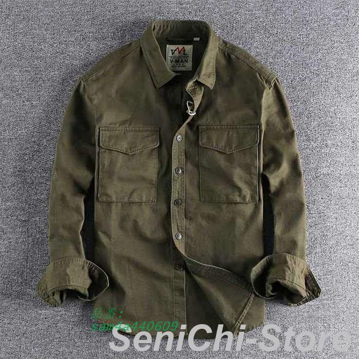 カジュアルシャツ メンズ 長袖シャツ 胸ポケット シャツ トップス ミリタリーシャツ シャツジャケット am4a440609