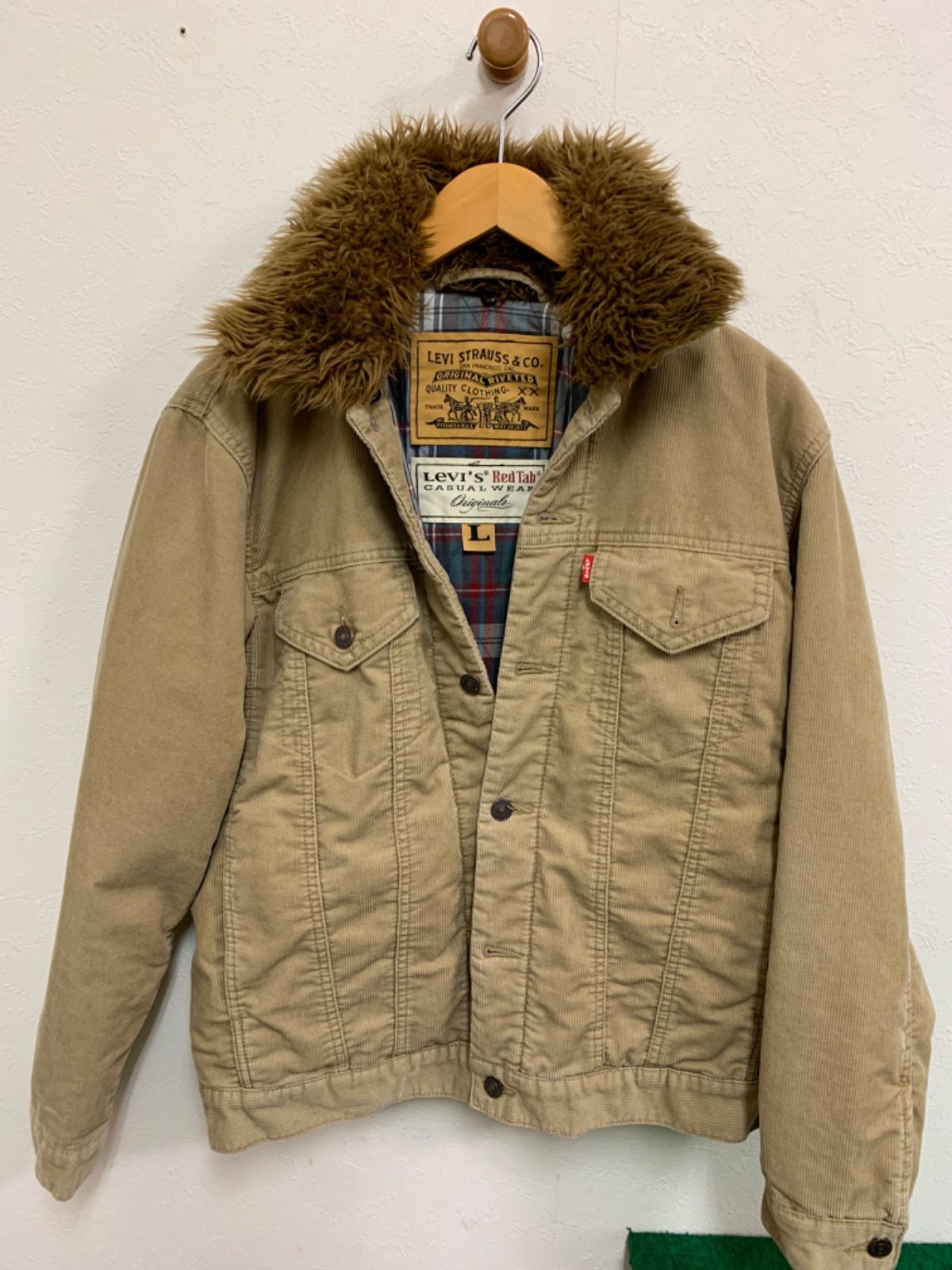 〇Levi´s コーデュロイ チェック コート ジャケット Levi's Red