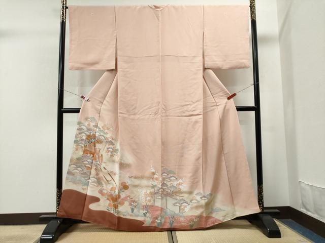 ベルガモット✺美品 正絹 やまと誂製 箔散らし 彩落款 訪問着 A3494 ベルガモット✺美品 正絹 やまと誂製 箔散らし 彩落款 訪問着 A3494