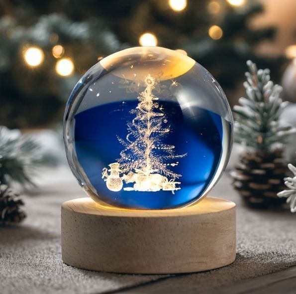 スノードーム 置物 オブジェ USB LEDライト インテリア クリスマス パーティー 装飾 サンタクロース トナカイ