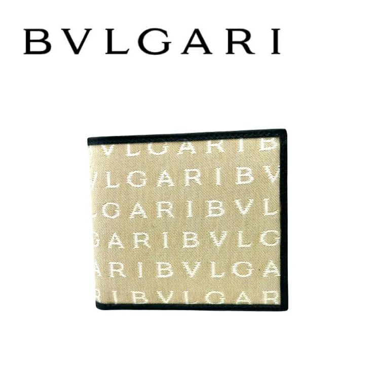 中古美品】BVLGARI ブルガリ ロゴマニア二つ折り財布 キャンバスX