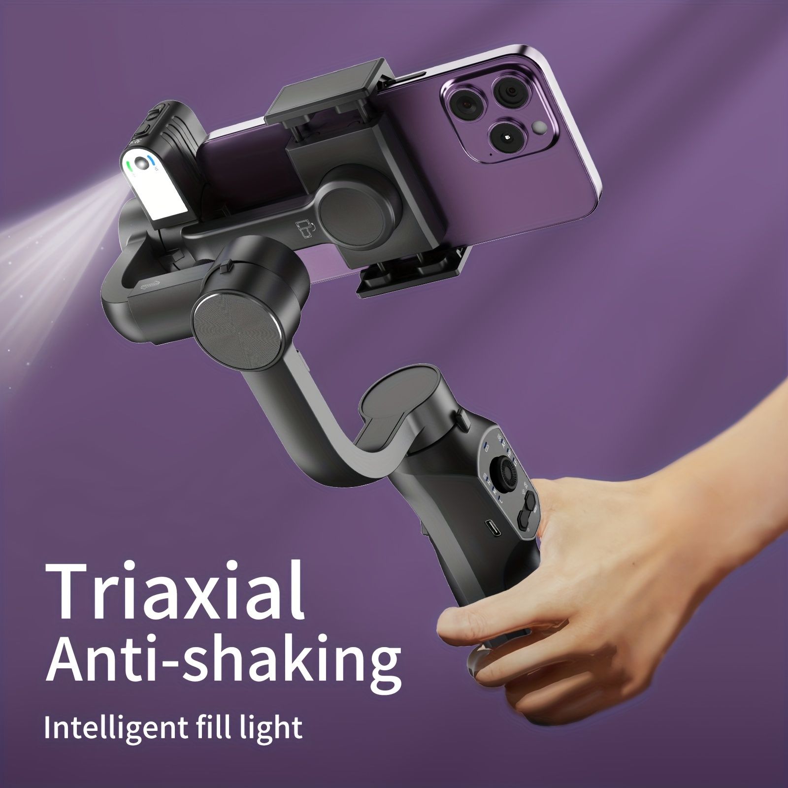 新着商品 迅速到着 Desiontal F10 Pro Max スマートフォン用ギンバル - AI顔追跡機能付き3軸安定化 調整 な補助光 iPhone＆Android用アンチシェイク USB充電式 Vlogging＆写真撮影に最適ljd