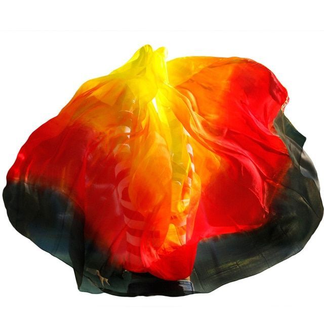 ︎再入荷︎【黄赤黒】ベリーダンスベール　100％シルクベール　パフォーマンス　グラデーション　アクセサリー　小物