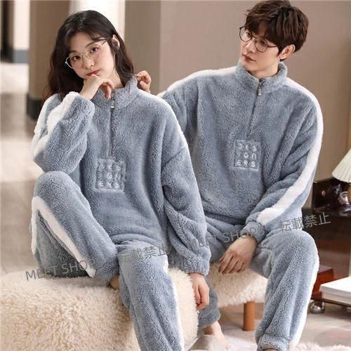 ♥ ペア パジャマ 冬 もこもこ カップル ペア ルームウェア セット 前開き 長袖 ペアパジャマ モコモコ メンズ ペアパジャマ カップル 秋冬 結婚祝い プレゼント ペ ddhc71