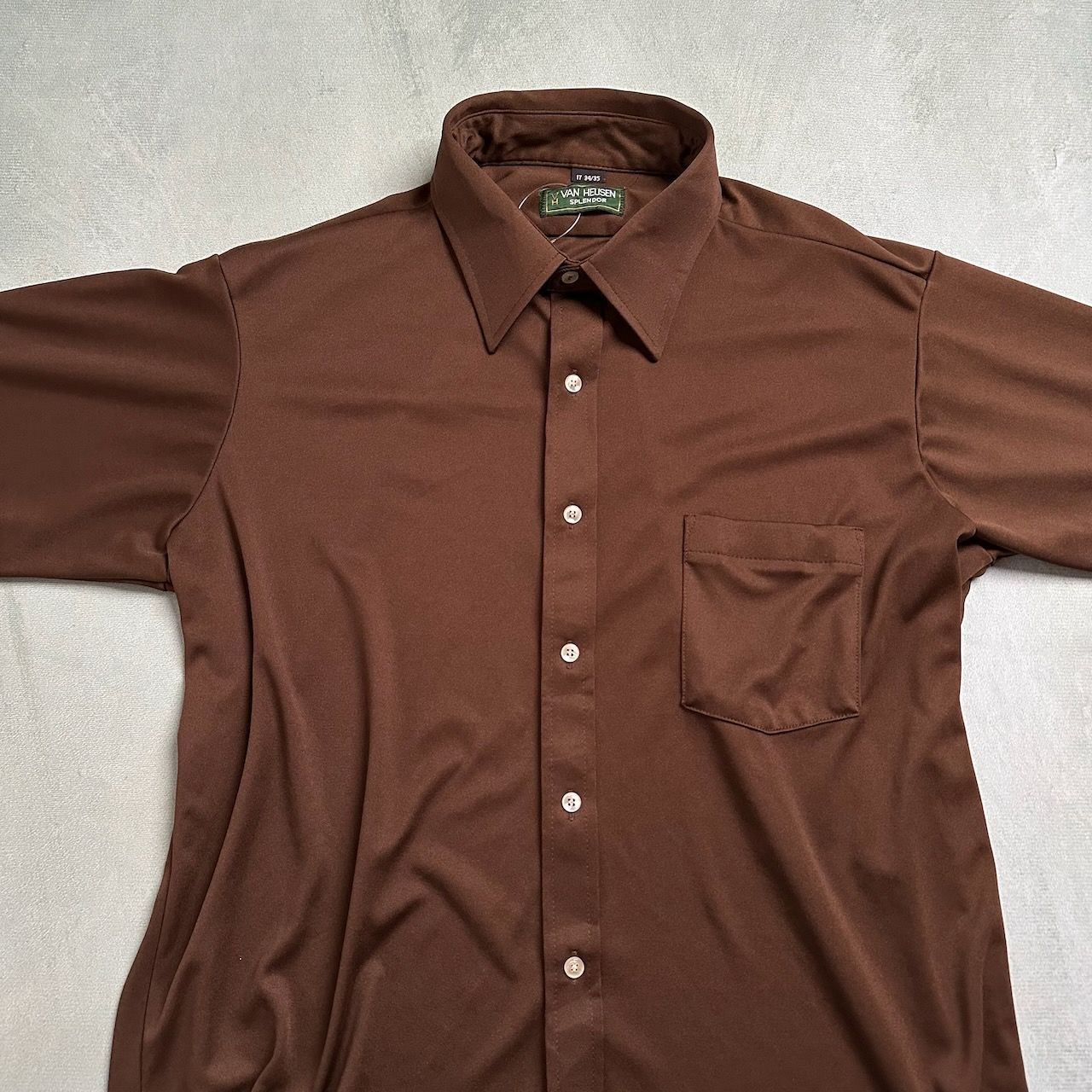 70s VAN HEUSEN バンヒューセン 無地 ポリエステル 長袖シャツ 